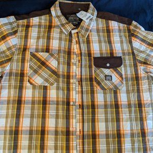 Mens Button Down Shirt Ugly Brown & Yellow Parrish
